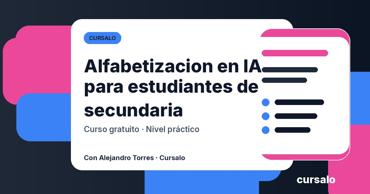 Portada del curso Alfabetizacion en IA para estudiantes de secundaria