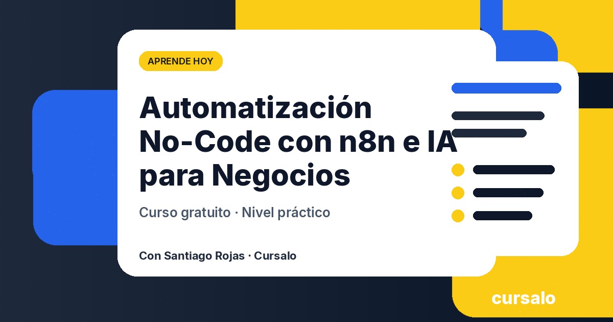 Automatización No-Code con n8n e IA para Negocios