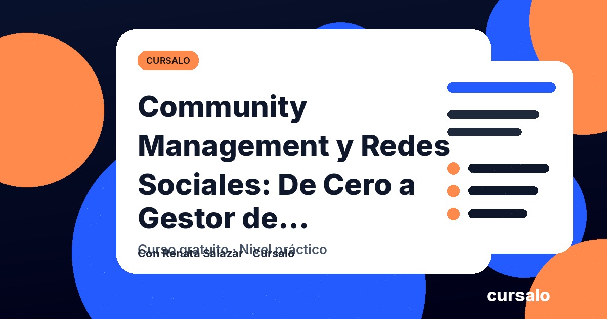 Portada del curso Community Management y Redes Sociales: De Cero a Gestor de Comunidades
