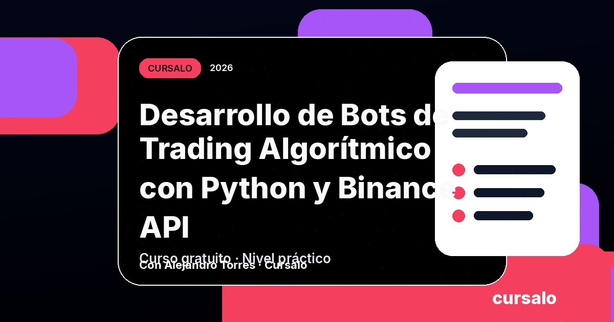 Portada del curso Desarrollo de Bots de Trading Algorítmico con Python y Binance API