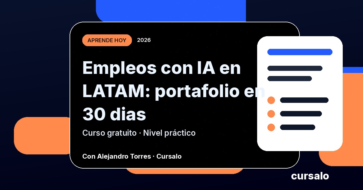 Portada del curso Empleos con IA en LATAM: portafolio en 30 dias