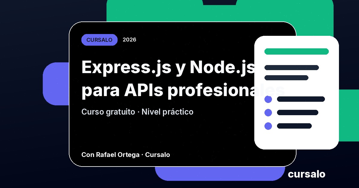 Portada del curso Express.js y Node.js para APIs profesionales