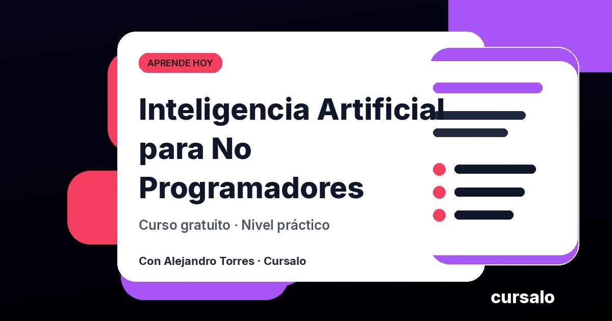 Portada del curso Inteligencia Artificial para No Programadores