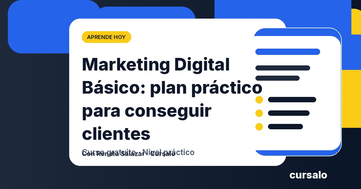 Portada del curso Marketing Digital Básico: plan práctico para conseguir clientes