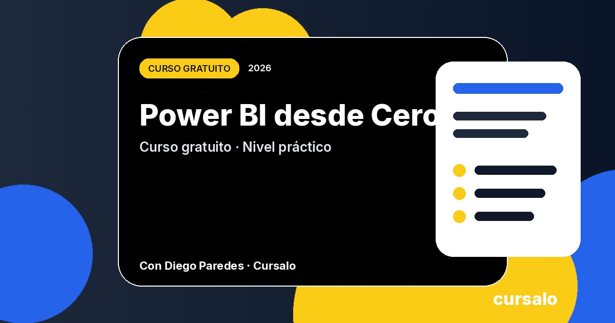 Portada del curso Power BI desde Cero