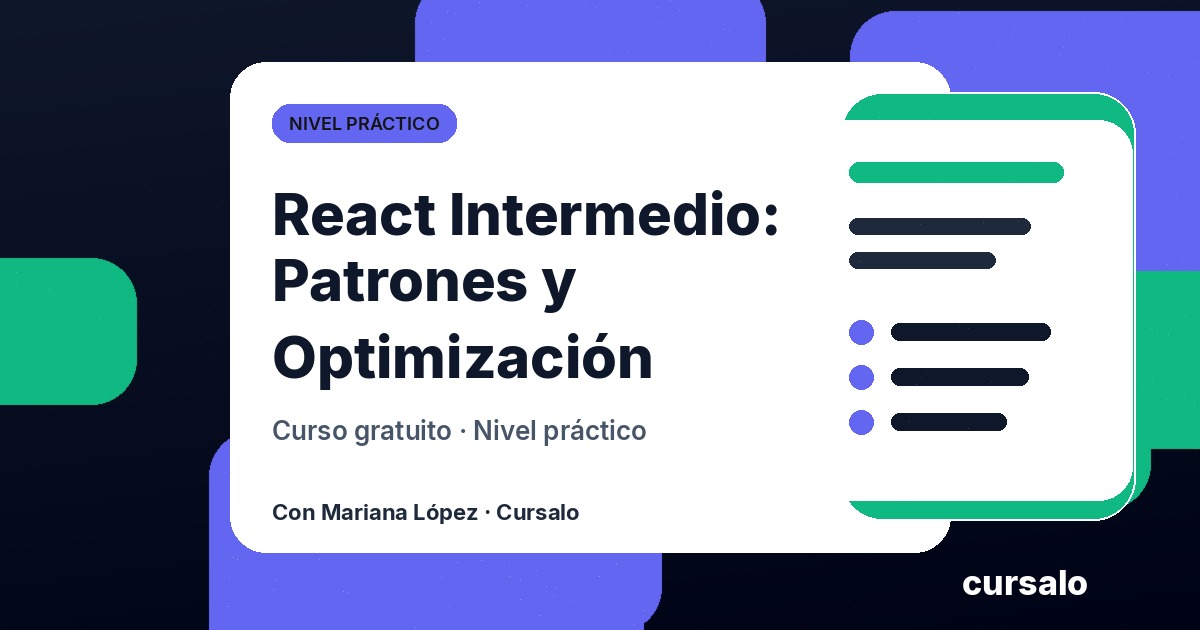 Portada del curso React Intermedio: Patrones y Optimización